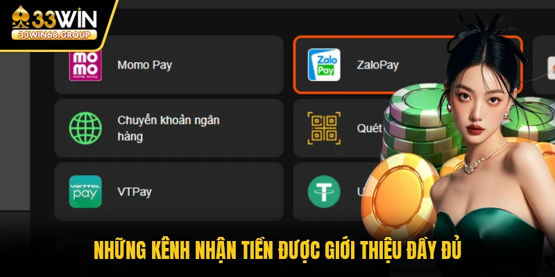 Những kênh nhận tiền được giới thiệu đầy đủ