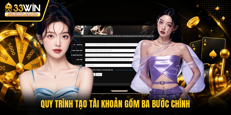 Quy trình tạo tài khoản gồm ba bước chính